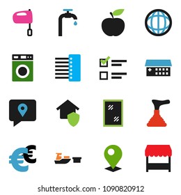solid vector ixon set - plunger vector, window cleaning, washer, mixer, world, exam, euro sign, diet, traking, port, hospital building, hub, pin, water supply, home protect, market