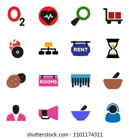 solid vector ixon set - potato vector, sand clock, hierarchy, heart pulse, oxygen, cargo, barcode, music hit, loudspeaker, magnifier, mortar, rent signboard, rooms, consumer, support