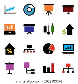 solid vector ixon set - presentation vector, graph, pie, japanese candle, laptop, percent growth, dollar, board, hierarchy