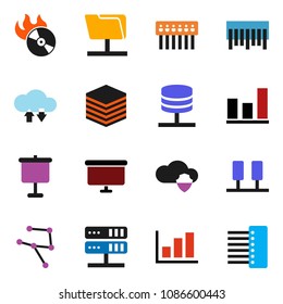 solid vector ixon set - presentation vector, graph, board, barcode, music hit, network, server, folder, cloud shield, exchange, big data, hub