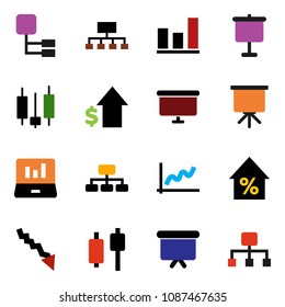 solid vector ixon set - presentation vector, graph, japanese candle, laptop, crisis, percent growth, dollar, board, hierarchy