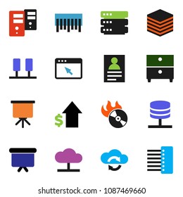 solid vector ixon set - presentation vector, archive, personal information, dollar growth, board, barcode, music hit, server, network, cloud, exchange, big data, browser, hub