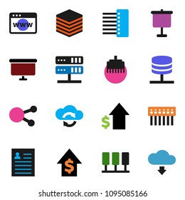 solid vector ixon set - presentation vector, personal information, dollar growth, board, social media, server, network, cloud exchange, big data, browser, hub, lan connector, download