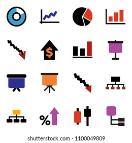 solid vector ixon set - presentation vector, graph, pie, japanese candle, crisis, percent growth, dollar, board, hierarchy