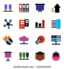 solid vector ixon set - presentation vector, graph, dollar growth, binder, board, barcode, music hit, social media, server, network, cloud, big data, hub, lan connector