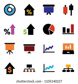 solid vector ixon set - presentation vector, graph, pie, japanese candle, laptop, percent growth, dollar, board, hierarchy
