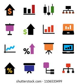 solid vector ixon set - presentation vector, graph, japanese candle, laptop, percent growth, dollar, board, hierarchy