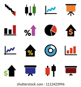 solid vector ixon set - presentation vector, graph, pie, japanese candle, crisis, percent growth, dollar, board