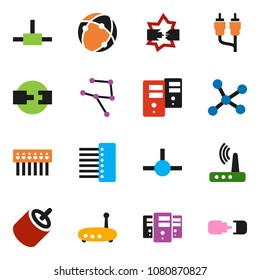 solid vector ixon set - rca vector, connect, connection, network, disconnection, server, hub, router