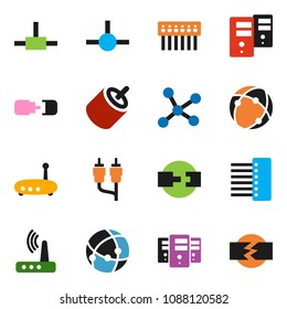 solid vector ixon set - rca vector, connect, connection, network, server, hub, router, disconnection