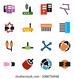 solid vector ixon set - rca vector, connect, connection, network, disconnection, server, hub, router