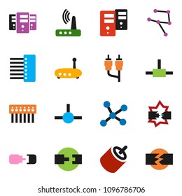solid vector ixon set - rca vector, connect, network, disconnection, server, hub, router, connection