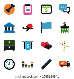 solid vector ixon set - ruler vector, clipboard, archive, flag, constellation, bank, building, clock, dollar, calendar, bone, plane, equalizer, dialog, heart, relocation truck