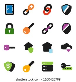 solid vector ixon set - safe vector, link, cloud shield, big data, chain, key, lock, smart home, protect, dollar, password