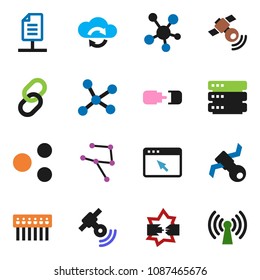 solid vector ixon set - satellite vector, satellitie, social media, link, network, disconnection, cloud exchange, big data, browser, hub, share, connection, document, wireless