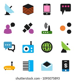 solid vector ixon set - satellite vector, antenna, radio, internet, mobile phone, dialog, speaking man, mail, big data, hub, router, share, message, tap pay
