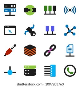 solid vector ixon set - satellite vector, jack, connect, network, server, big data, browser, hub, chain, connection, document, wireless, phone
