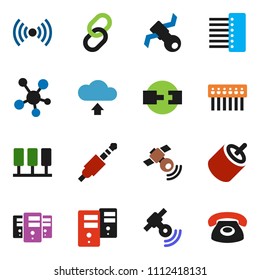 solid vector ixon set - satellite vector, satellitie, social media, link, rca, jack, server, hub, cloud upload, connection, wireless, phone