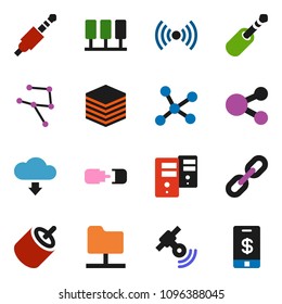 solid vector ixon set - satellitie vector, rca, jack, network, server, folder, big data, share, cloud download, chain, connection, wireless, tap pay