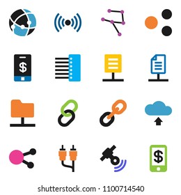 solid vector ixon set - satellitie vector, social media, link, rca, connection, network, folder, hub, share, cloud upload, document, wireless, tap pay