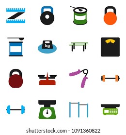 solid vector ixon set - scales vector, barbell, measuring, weight, hand trainer, horizontal bar, sports nutrition, store