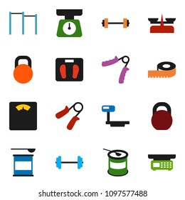 solid vector ixon set - scales vector, barbell, measuring, weight, hand trainer, horizontal bar, sports nutrition, big, store