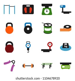 solid vector ixon set - scales vector, barbell, measuring, weight, hand trainer, horizontal bar, sports nutrition, big, store