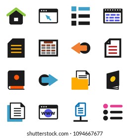solid vector ixon set - schedule vector, document, browser, arrow, network, home, catalog, menu