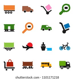 solid vector ixon set - school bus vector, bike, Railway carriage, plane, truck trailer, car, port, cargo, search, trolley, delivery