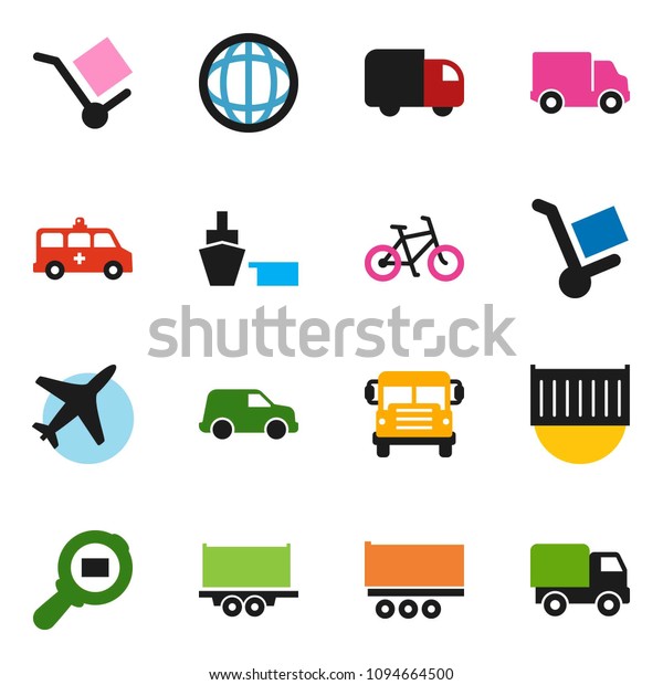 solid vector ixon set - school bus\
vector, world, bike, plane, truck trailer, sea container, delivery,\
car, port, cargo, search, amkbulance,\
trolley