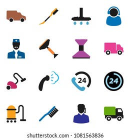 solid vector ixon set - scraper vector, vacuum cleaner, fetlock, car, steaming, phone 24, delivery, doctor, hour, support