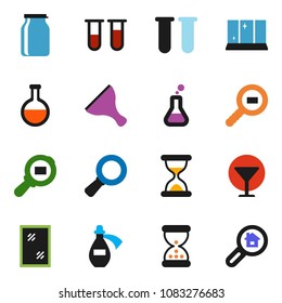 solid vector ixon set - scraper vector, window cleaning, shining, jar, magnifier, glass, cargo search, flask, vial, sand clock, potion, estate