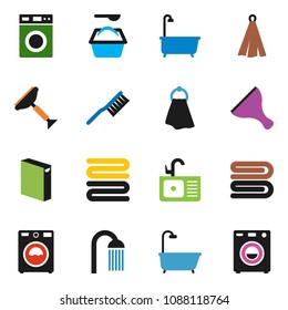 solid vector ixon set - scraper vector, fetlock, towel, bath, washer, washing powder, shower, sink