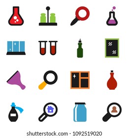 solid vector ixon set - scraper vector, window cleaning, shining, oil, spices, jar, magnifier, flask, vial, potion, search estate, client