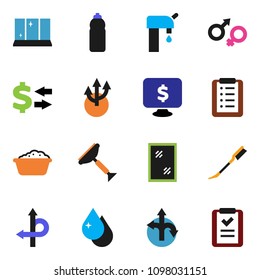 solid vector ixon set - scraper vector, water drop, car fetlock, window cleaning, foam basin, shining, exchange, monitor dollar, bottle, route, gender sign, arrow, supply, shopping list