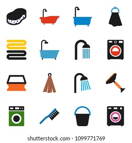 solid vector ixon set - scraper vector, fetlock, bucket, sponge, towel, bath, washer, shower