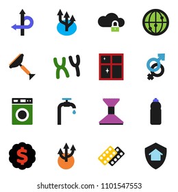 solid vector ixon set - scraper vector, car fetlock, washer, shining window, dollar medal, water bottle, route, internet, gender sign, pills blister, chromosomes, cloud lock, arrow, supply