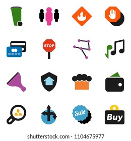 solid vector ixon set - scraper vector, trash bin, cook hat, music, man, route, flammable, network, stop, client search, home protect, credit card, wallet, sale, buy
