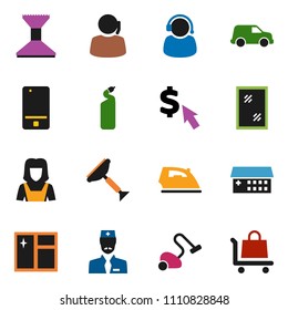 solid vector ixon set - scraper vector, vacuum cleaner, car fetlock, window cleaning, iron, agent, woman, dollar cursor, support, mobile phone, hospital building, doctor, trolley