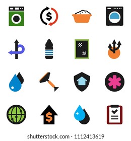 solid vector ixon set - scraper vector, water drop, window cleaning, washer, foam basin, exchange, dollar growth, bottle, route, internet, ambulance star, arrow, home protect, shopping list