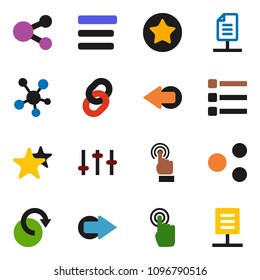solid vector ixon set - settings vector, touchscreen, social media, favorites, menu, share, arrow, redo, chain, network document