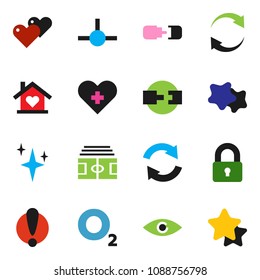 solid vector ixon set - shining vector, splotch, stadium, oxygen, attention, heart, cross, eye, connect, refresh, connection, lock, love home, star