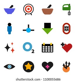 solid vector ixon set - shining vector, mixer, man, arrow down, calendar, target, oxygen, stadium, favorites, heart cross, eye, mortar, connect, route