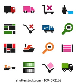 solid vector ixon set - ship vector, sea container, delivery, port, wood box, consolidated cargo, no trolley, search, relocation truck