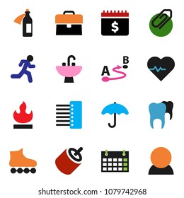 solid vector ixon set - sink vector, case, dollar calendar, heart pulse, roller Skates, run, umbrella, flammable, route, rca, potion, tooth, hub, attachment, consumer