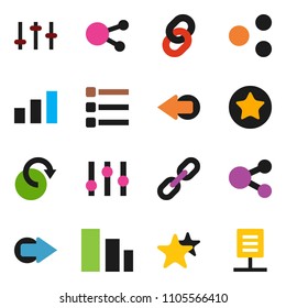 solid vector ixon set - sorting vector, settings, social media, favorites, menu, share, arrow, redo, chain, network document