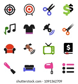 solid vector ixon set - spatula vector, mixer, scissors, music, annual report, dollar sign, t shirt, target, satellitie, tv, cushioned furniture, menu