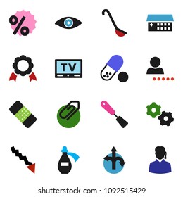 Solid Vector Ixon Set - Spatula Vector, Ladle, Medal, Crisis, Pills, Route, Tv, Eye, Patch, Hospital Building, Potion, Gear, Attachment, Login, Percent, Support