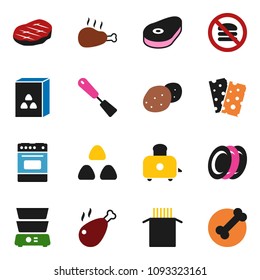 solid vector ixon set - spatula vector, toaster, oven, double boiler, plates, cereal, pasta, potato, steak, chicken leg, breads, no fastfood, bone