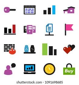 solid vector ixon set - spices vector, schedule, flag, graph, laptop, clock, sorting, speaking man, heart, server, firewall, network document, key, cottage, buy
